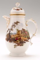 Lot 175 - Furstenberg chocolate pot and cover, painted...