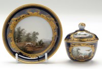 Lot 181 - Marcolini Meissen blue ground pot, cover and...