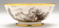 Lot 184 - Paris bowl, the exterior painted in sepia with...