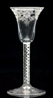 Lot 188 - Wine glass, with engraved bell-shaped bowl,...