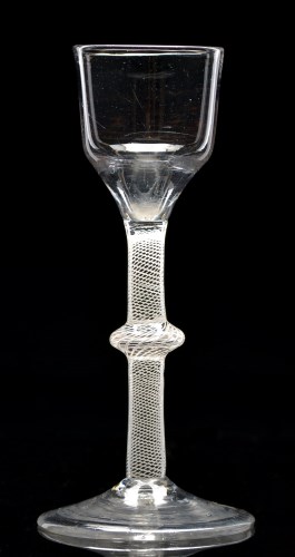 Lot 194 - Cordial glass, with ogee bowl, multiple spiral...
