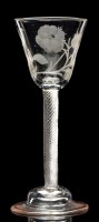 Lot 205 - Wine glass, possible 'Jacobite' significance,...