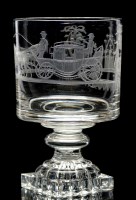 Lot 208 - 'Coaching' glass rummer, engraved 'London,...