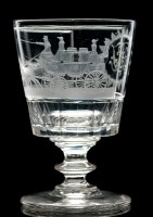 Lot 211 - 'Coaching' glass rummer, engraved London, with...