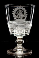 Lot 217 - 'Love' glass rummer, engraved with cupid and...