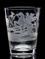 Lot 218 - 'Equestrian' glass tumbler, engraved with...