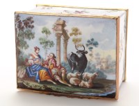 Lot 228 - English deep enamel box, lid painted with...