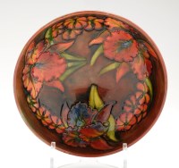 Lot 260 - Moorcroft Orchid bowl, sienna ground with...