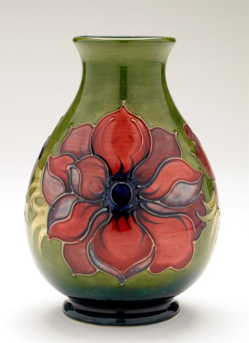 Lot 261 - Moorcroft Anemone vase, pear-shaped with green...