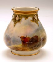 Lot 275 - Royal Worcester pear-shaped vase, by Harry...