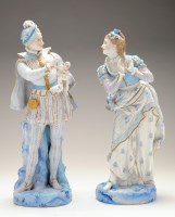 Lot 282 - Large pair of Continental porcelain figures,...