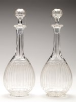 Lot 292 - Pair of glass decanters, of elongated pear...