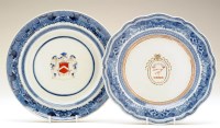 Lot 304 - Chinese blue and white armorial plate, enamel...