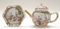 Lot 305 - Chinese famille rose bullet-shaped teapot,...