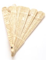 Lot 313 - Chinese ivory fan, carved and pierced with...