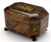 Lot 315 - Chinese lacquered tea caddy, of rectangular...