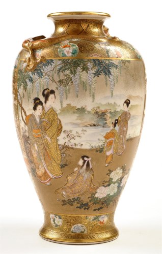 Lot 328 - Large Satsuma ovoid vase, shoulder with...