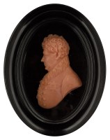 Lot 445 - Wax portrait miniature of George IV, in...