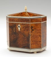 Lot 446 - George III burr yew tea caddy, of octagonal...