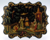 Lot 448 - Early Victorian papier mache plaque from a...