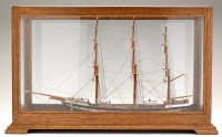 Lot 450 - Oak cased model triple mast ship, C. Scott,...