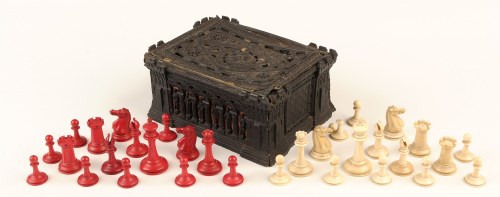 Lot 479 - A mid 19th Century Staunton pattern chess set...