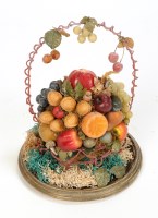 Lot 490 - A Victorian wax fruit and nut display in a...