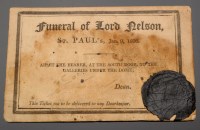 Lot 524 - A ticket to the funeral of Lord Nelson...