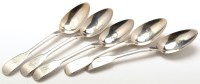 Lot 624 - Five George IV dessert spoons, by Charles Eley,...