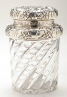 Lot 632 - A Victorian glass and silver mounted jar and...