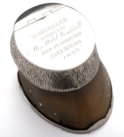 Lot 633 - A Victorian silver mounted horses hoof snuff...