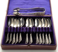 Lot 648 - Twelve Victorian teaspoons and matching sugar...