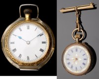 Lot 729 - A lady's gold coloured metal fob watch, Swiss,...