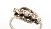 Lot 826 - A five stone diamond ring, the old cut...