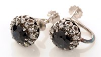 Lot 909 - A pair of sapphire and diamond cluster...