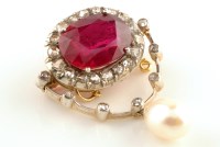 Lot 950 - A late 19th Century ruby, diamond and pearl...