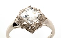 Lot 960 - A moissanite ring, the square facet cut...