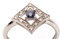 Lot 971 - An amethyst and diamond ring, the square facet...