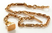 Lot 976 - A 9ct. yellow gold fancy chain of double...