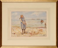 Lot 1110 - Robert Jobling (1841-1923) ''ON STAITHES BEACH'...
