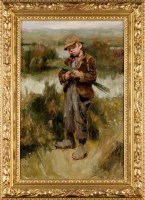 Lot 1157 - Ralph Hedley, RBA (1848-1913) A BOY PLAITING...