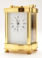 Lot 1275 - A gilt metal carriage clock, the enamelled...