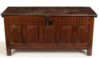 Lot 1282 - A late 17th Century large oak coffer, the...