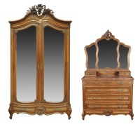 Lot 1283 - A French walnut two-piece bedroom suite,...