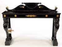 Lot 1313 - A Regency style black painted sideboard with...