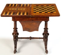 Lot 1337 - A Victorian burr walnut games/work table, the...