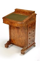 Lot 1341 - A Victorian burr walnut Davenport, with...