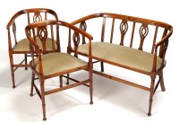 Lot 1382 - An Edwardian stained beech three-piece salon...