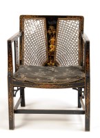 Lot 1390 - A small black lacquered chinoiserie decorated...