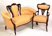 Lot 1391 - A late Victorian three-piece salon suite,...